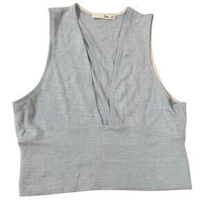 Wilfred Free Blue Knit Deep V Cropped Tank Top Women’s Medium Comfort Minimal
